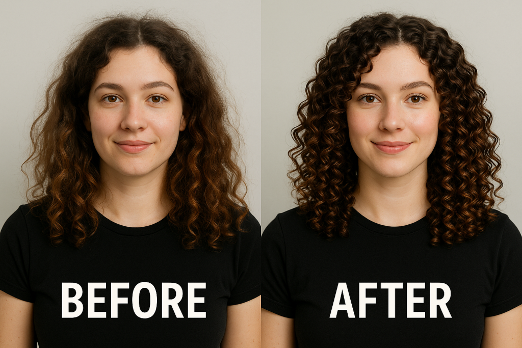 Before and After Hair wash routine