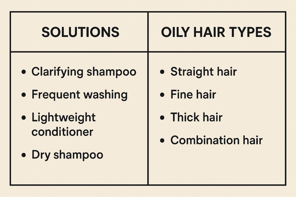 Comparison Chart: Solutions vs. Oily Hair Types